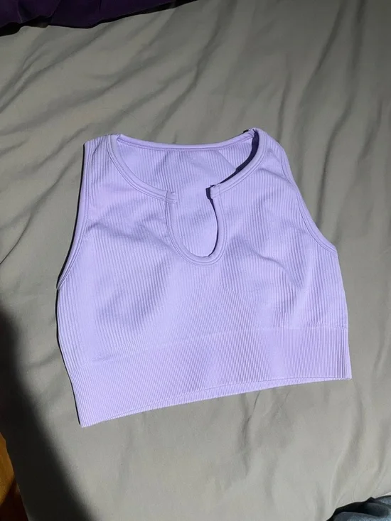 Women’s Ribbed Crop Tank Shorts - Lavender, Gray, Black - Picture 2 of 4